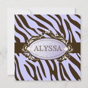 Invitation 311-Luxueusement Lilac Brown Zebra Sweet 16