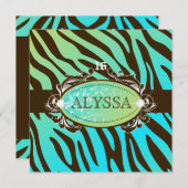 Invitation 311-Luxueusement Océanique Zebra Sweet 16 (Devant / Derrière)