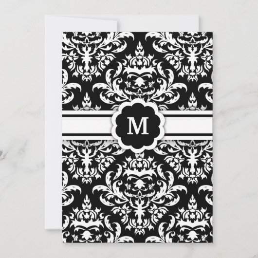 Invitation 311-Marissa Monogramme Damask Black (Devant)