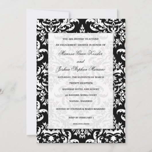 Invitation 311-Marissa Monogramme Damask Black (Dos)