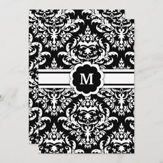 Invitation 311-Marissa Monogramme Damask Black (Devant / Derrière)