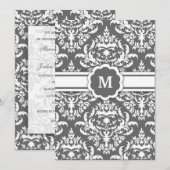 Invitation 311-Marissa Monogramme Damask Charbon (Devant / Derrière)