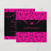 Invitation 311-Night devinent le baby shower rose de passion (Devant / Derrière)