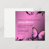 Invitation 311 Papillon rose lustré (Devant / Derrière)