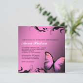 Invitation 311 Papillon rose lustré (Debout devant)