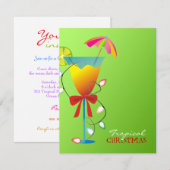 Invitation 311-Paradis Tropical Lime de Noël Green Luau (Devant / Derrière)