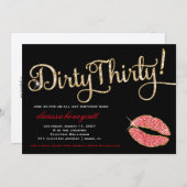 Invitation 311 Red Glitzy Dirty 30 Birthday Party Sparkle (Devant / Derrière)