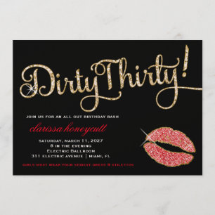 Invitation 311 Red Glitzy Dirty 30 Birthday Party Sparkle