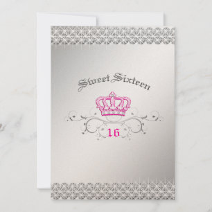 Invitation 311-Reine d'un jour Sweet Sixteen Rose Chaud