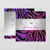 Invitation 311-Silver devinent le zèbre pourpre Bachelorette (Devant / Derrière)