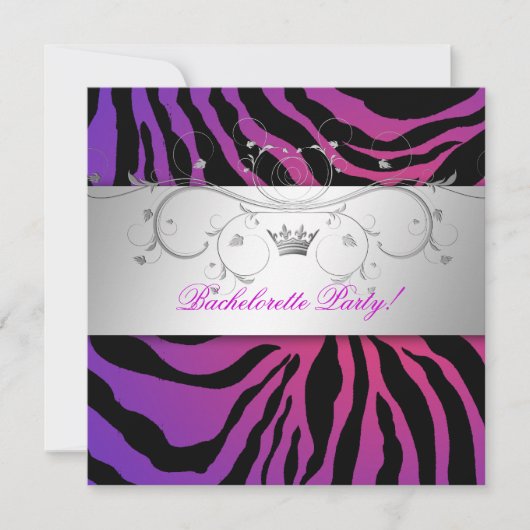 Invitation 311-Silver devinent le zèbre pourpre Bachelorette (Devant)