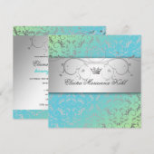 Invitation 311-Silver Divine Turquoise Lime Sweet 16 (Devant / Derrière)