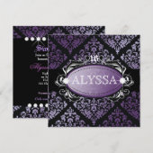 Invitation 311 Sucré de Damas violet luxueux 16 (Devant / Derrière)