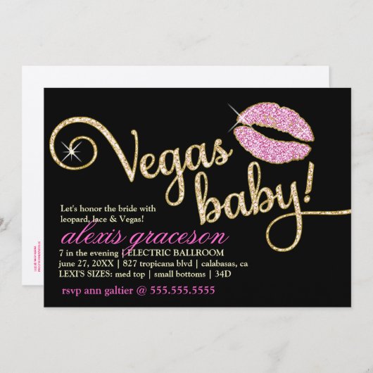 Invitation 311 Vegas Baby Glitzy Kiss Metallic (Devant / Derrière)