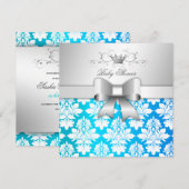 Invitation 311-White Blackberry Damask Tropical| Baby shower (Devant / Derrière)