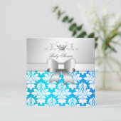 Invitation 311-White Blackberry Damask Tropical| Baby shower (Debout devant)