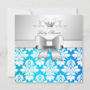 Invitation 311-White Blackberry Damask Tropical  Baby shower