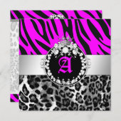 Invitation 311 Zebra-LeoTique Diamonds Baisers Neon Pink (Devant / Derrière)