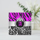 Invitation 311 Zebra-LeoTique Diamonds Baisers Neon Pink (Debout devant)