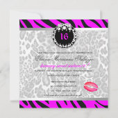 Invitation 311 Zebra-LeoTique Diamonds Baisers Neon Pink (Dos)