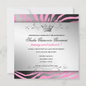 Invitation 311-Zebra Shimmer Black Bow Pink| Sweet 16 (Dos)