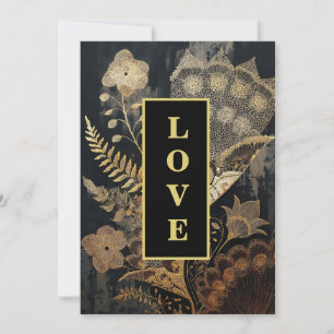 Invitation *~ 31 QR RSVP AR26 Gold Lace LOVE Vintage Wedding