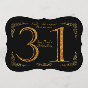 Invitation 31e, fête d'anniversaire 31e, grand Gatsby, noir &