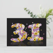 Invitation 31e fête d'anniversaire, avec des lettres fleuries (Debout devant)