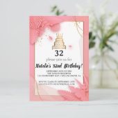 Invitation 32e anniversaire blanc et rose (Debout devant)