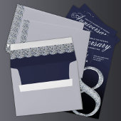 Invitation 32e anniversaire diamant bleu marine argenté