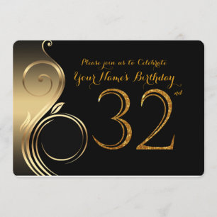 Invitation 32e,Invitation d'anniversaire,Parties scintillant
