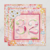 Invitation 32ème anniversaire style scrapbooking (Devant / Derrière)