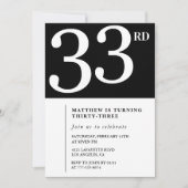 Invitation 33e anniversaire Black White Man (Devant)