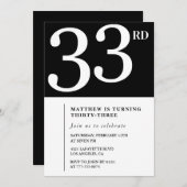 Invitation 33e anniversaire Black White Man (Devant / Derrière)