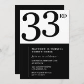 Invitation 33e anniversaire Black White Man (Devant / Derrière)