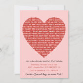 invitation 33e anniversaire typographie Rouge Rose (Devant)