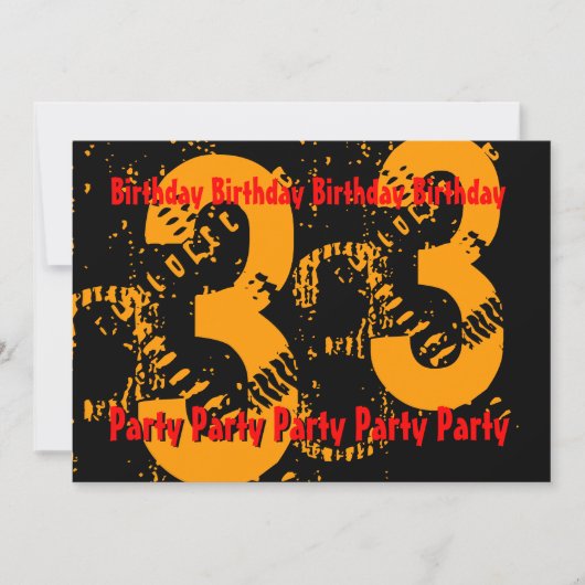 Invitation 33e modèle Gold Red Black Birthday PartyTemplate (Devant)