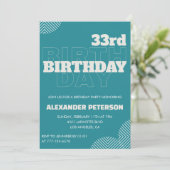 Invitation 33ème anniversaire Hommes Typographie Bleue (Debout devant)