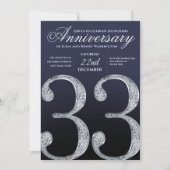 Invitation 33rd Anniversary Diamond Silver Navy Blue (Devant)