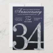Invitation 34th Anniversary Diamond Silver Navy Blue (Devant)