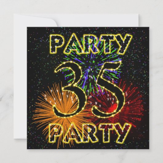 Invitation 35e anniversaire avec feu d'artifice (Devant)