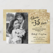 Invitation 35e anniversaire avec photo - Or (Devant / Derrière)