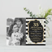 Invitation 35e anniversaire avec photo - Or Noir (Debout devant)