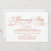 Invitation 35e anniversaire | Blanc/Coral (Devant / Derrière)