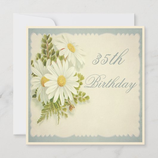 Invitation 35e anniversaire Chic Vintage Daisies (Devant)