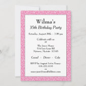 Invitation 35e anniversaire de fête Thème Motif rose et blanc (Devant)