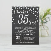 Invitation 35e Anniversaire de Mariage Ardoise Noir Argent (Debout devant)