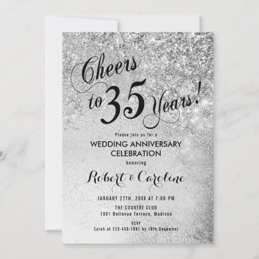 Invitation 35e Anniversaire de Mariage Argent (Devant)