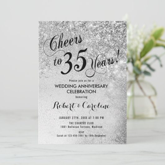 Invitation 35e Anniversaire de Mariage Argent (Debout devant)