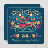 Invitation 35e Anniversaire de Mariage Art Populaire (Devant / Derrière)
